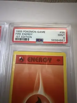1999 POKEMON BASE SET 1st Edition FIRE and WATER ENERGY PSA 9 - BOTH - Image 2