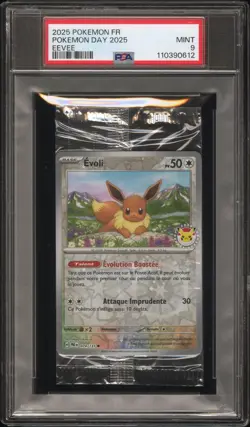 2025 POKEMON FRENCH PROMO PACK POKEMON DAY 2025-EEVEE CELLO PSA 9 - Image 1