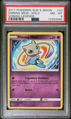2017 POKEMON SUN & MOON SHINING LEGENDS #40 SHINING MEW-HOLO PSA 8 - Image 1