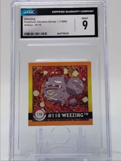 WEEZING 1999 POKEMON STICKERS SERIES 1 ARTBOX MINT #110 CGC 9 Q2689 - Image 1