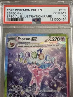 2025 POKEMON PRISMATIC EVOLUTIONS SPECIAL ILLUSTRATION RARE ESPEON EX PSA 10 - Image 2