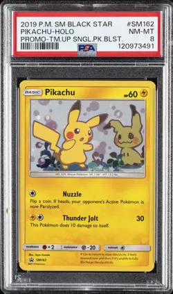 2019 POKEMON SM BLACK STAR PROMO TEAM UP SINGLE PACK BLISTERS PIKACHU-HOLO PSA 8 - Image 1