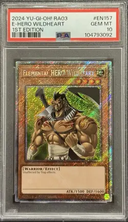 2024 PSA 10 YUGIOH RA03 BONANZA PLATINUM SECRET RARE E HERO WILDHEART 💎 - Image 1