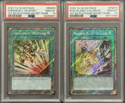 2024 PSA 10 YUGIOH RA02 PLATINUM SECRET RARE EMERGENCY TELEPORT & PLANET SET - Image 1