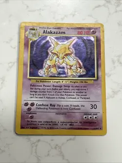 Alakazam 1/102 Base Set Holo Rare Unlimited Pokemon TCG Card HP Condition - Image 1