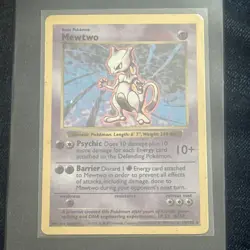 Pokemon Mewtwo TCG Rare Holo Card Shadowless, 10/102, Base Set 1999 - Image 1