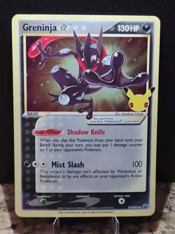 Greninja Gold Star SWSH144 Celebrations Holo Black Star Promo Pokemon Card - Image 1