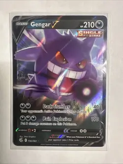Pokemon TCG 2021 Fusion Strike Gengar v Card 156/264 NM Condition - Image 1