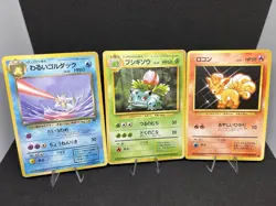Pokemon Vintage Japanese Lot (Damaged) 3 Cards Base Set Unlimited Blue Back - Image 1