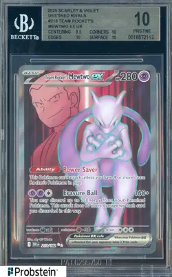 TEAM ROCKET'S MEWTWO EX UR 2025 POKEMON SC & VI DESTINED RIVALS 213 BGS 10 - Image 1