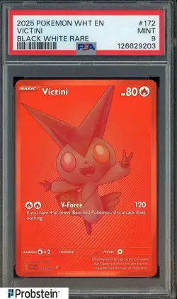 2025 POKEMON WHT EN-WHITE FLARE BLACK WHITE RARE #172 VICTINI PSA 9 MINT - Image 1