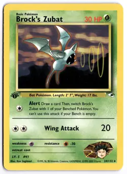 Pokemon 1st Edition Brock's Zubat (24) Rare Gym Heroes 024/132 NM - Image 1