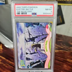 2000 Pikachu Foil Electric battle Topps Pokemon The Movie 2000 PSA 8 - Image 1