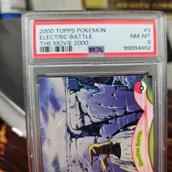 2000 Pikachu Foil Electric battle Topps Pokemon The Movie 2000 PSA 8 - Image 2