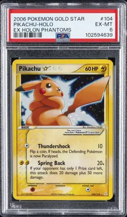 2006 POKEMON EX HOLON PHANTOMS GOLD STAR #104 PIKACHU-HOLO PSA 6 - Image 1