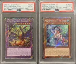 2025 PSA 8 YUGIOH RA04 PLATINUM SECRET RARE ABC DRAGON BUSTER & ICE BELL SET - Image 1