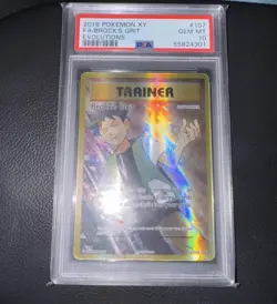 2016 POKEMON XY EVOLUTIONS #107 FULL ART/BROCK'S GRIT PSA 10 - Image 1