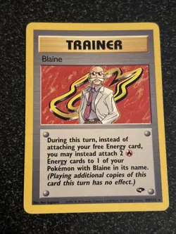 Blaine 100/132 Rare Gym Challenge non-holo Trainer Pokemon - Image 1