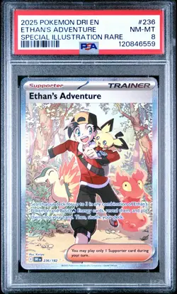 2025 POKEMON DRI EN-DESTINED RIVALS #236 ETHAN'S ADVENTURE PSA 8 - Image 1