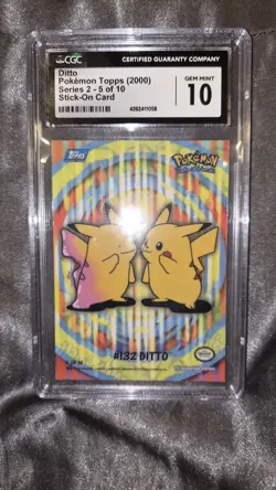 CGC 10 - Pokemon Topps 2000 Ditto #132 TV Animation Series 2 Stick-Ons Pikachu - Image 1