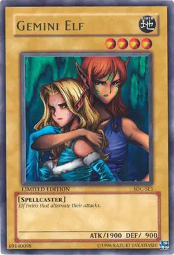 Yugioh! HP Gemini Elf - IOC-SE1 - Ultra Rare - Limited Edition Heavily Played, E - Image 1