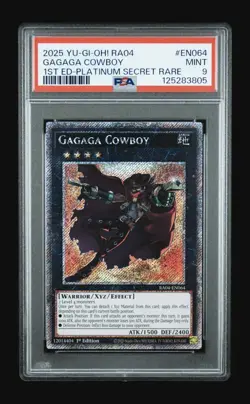 PSA 9 - GaGaGa Cowboy RA04-EN064 Platinum Secret Rare 1st Ed. Yugioh! - Image 1