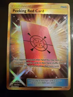 Peeking Red Card 169/156 Secret Rare Pokemon TCG Ultra Prism Card NM Near Mint - Image 1