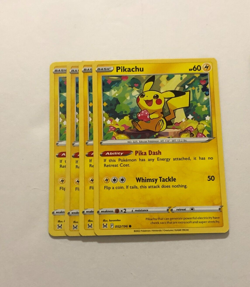 Pokemon Card Lost Origin 4x Playset Pikachu 052/196 NM - Image 1
