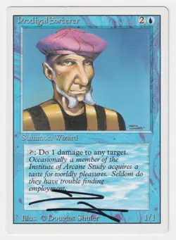 Signed Prodigal Sorcerer HP Revised Edition Artist Douglas Shuler 1994 MTG Magic - Image 1