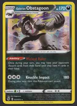 Galarian Obstagoon 037/073 Champions Path Holo Pokemon Card NM - Image 1