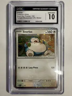 2024 Pokemon Black Star Promos 122 Snorlax Cosmos Holo - 3-pack Blister CGC 10 - Image 1