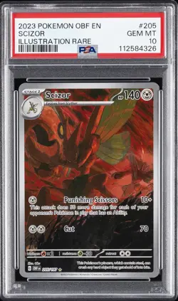 2023 POKEMON OBF EN-OBSIDIAN FLAMES ILLUSTRATION RARE #205 SCIZOR PSA 10 - Image 1