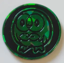 POKEMON TCG PLASTIC GREEN HOLOFOIL ROWLET COIN - Image 1