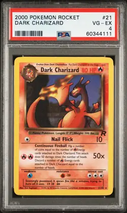 2000 POKEMON ROCKET #21 DARK CHARIZARD PSA 4 - Image 1