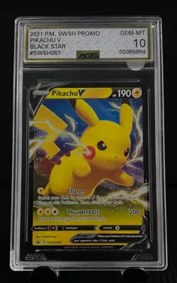 SWSH Black Star Promo Pikachu V SWSH061 AGS Gem-MT 10 Full Art Holo 2021 Pokemon - Image 1