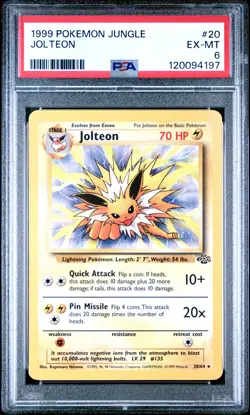 1999 POKEMON JUNGLE #20 JOLTEON PSA 6 - Image 1