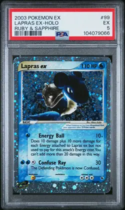 2003 POKEMON EX RUBY & SAPPHIRE #99 LAPRAS EX-HOLO PSA 5 - Image 1