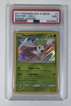 2017 Pokemon Sun & Moon Shining Legends Shaymin Holo 7 PSA 9 MINT - Image 1