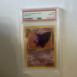 1999 POKEMON FOSSIL #20 GENGAR PSA 8 NM-MT - Image 1