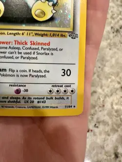 Snorlax Holo Pokemon Card 11/64 Jungle Set 90 HP Rare Vintage LP - Image 4
