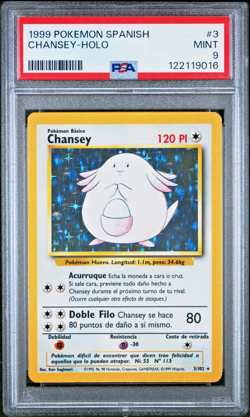 PSA 9 Chansey 3/102 Spanish Pokemon Base Set Holo Rare Card 1999 WOTC POP 16 - Image 1