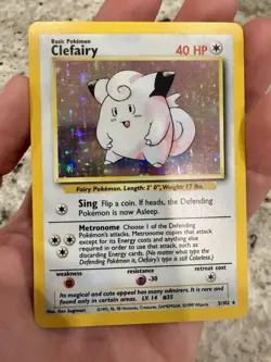 Clefairy Pokemon Card 5/102 Holographic Base Set 1999 Vintage LP - Image 1