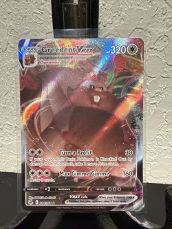 Pokemon Greedent TCG VMAX Fusion Strike Holo Ultra Rare Card 218/264 - Image 1