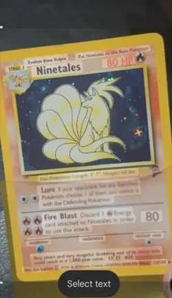 Pokemon TCG Ninetales Holo Unlimited Holo Rare Card Base Set 2 13/130 - Image 1