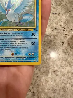 Pokemon Articuno Holo Fossil Set Trading Card 17/62 Rare LP - Image 4