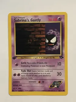 Pokemon TCG Card Sabrina's Gastly 1st Edition Gym Challenge 96/132 - Image 1