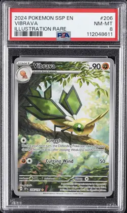 2024 POKEMON SSP EN-SURGING SPARKS ILLUSTRATION RARE #206 VIBRAVA PSA 8 - Image 1