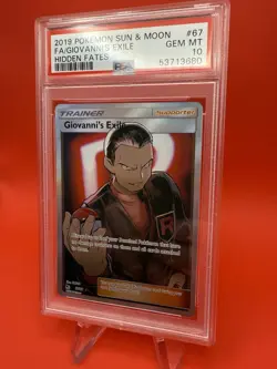 2019 Pokemon Sun & Moon #67 FA/Giovanni's Exile - PSA GEM MT 10 - Hidden Fates - Image 4