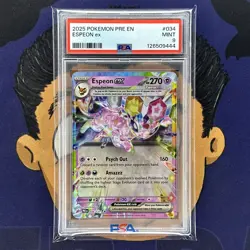 PSA 9 MINT 2025 Pokemon Prismatic Evolutions ESPEON EX #034 Holo Rare - Image 2