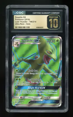 Pop 1 - CGC 10 Pristine Sceptile GX #196 Pokemon S&M Lost Thunder - Full Art - Image 1